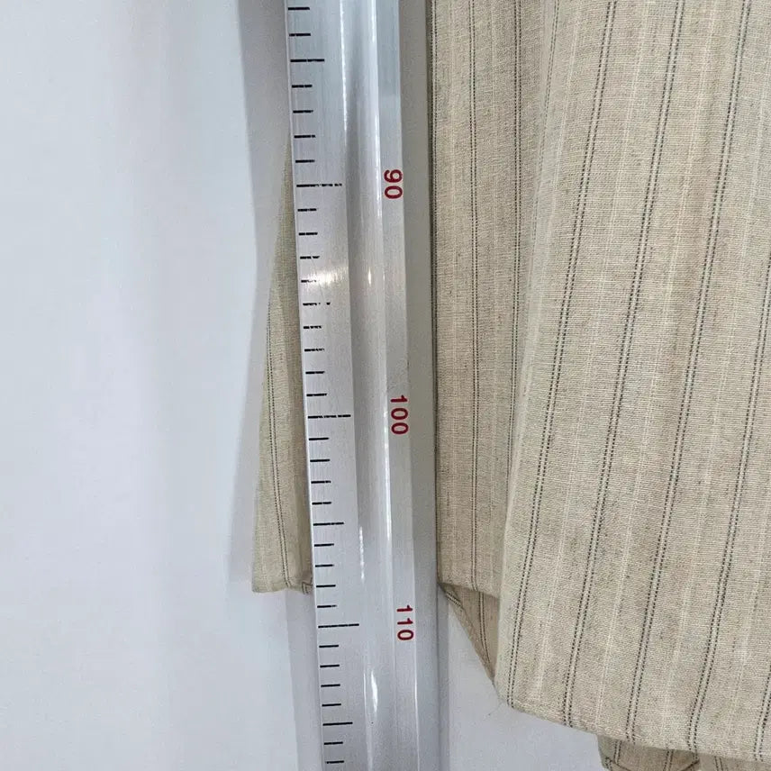 [BUNJANG] Beige Striped Linen Long Dress / 베이지 스트라이프 린넨 롱 원피스