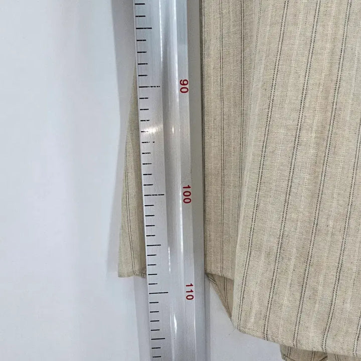 [BUNJANG] Beige Striped Linen Long Dress / 베이지 스트라이프 린넨 롱 원피스