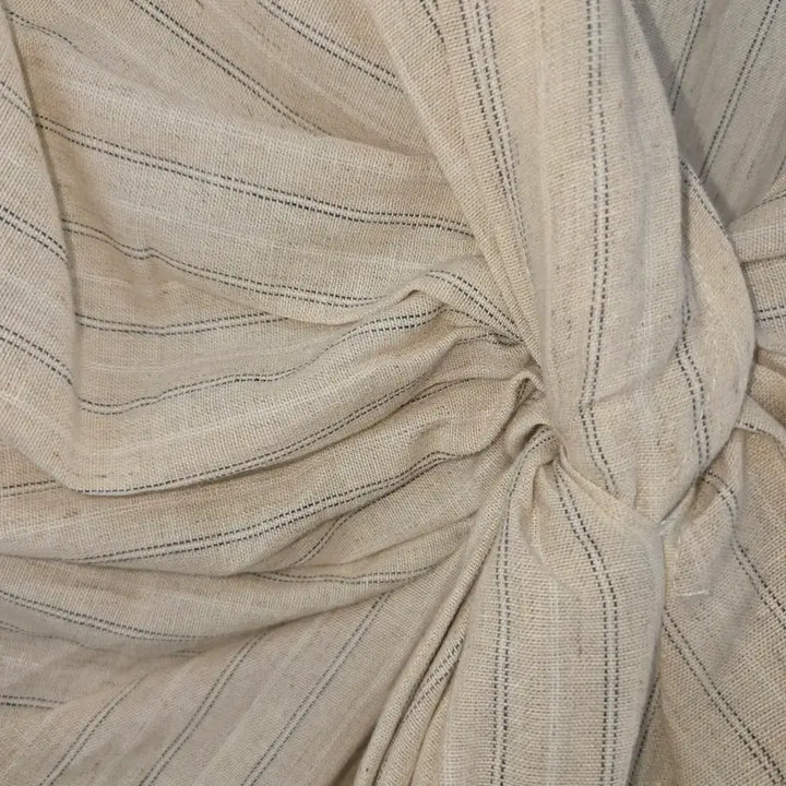 [BUNJANG] Beige Striped Linen Long Dress / 베이지 스트라이프 린넨 롱 원피스