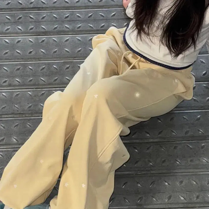 [BUNJANG] RONRON Star Embroidery Jogger Pants (Cream Yellow) / F [새상품] RONRON 론론 별 자수 조거팬츠 크림 옐로우