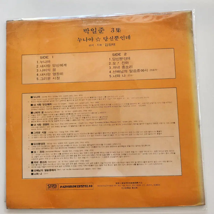 [BUNJANG] Park Il Joon Vol. 3 LP / 박일준 3집 LP / NM+