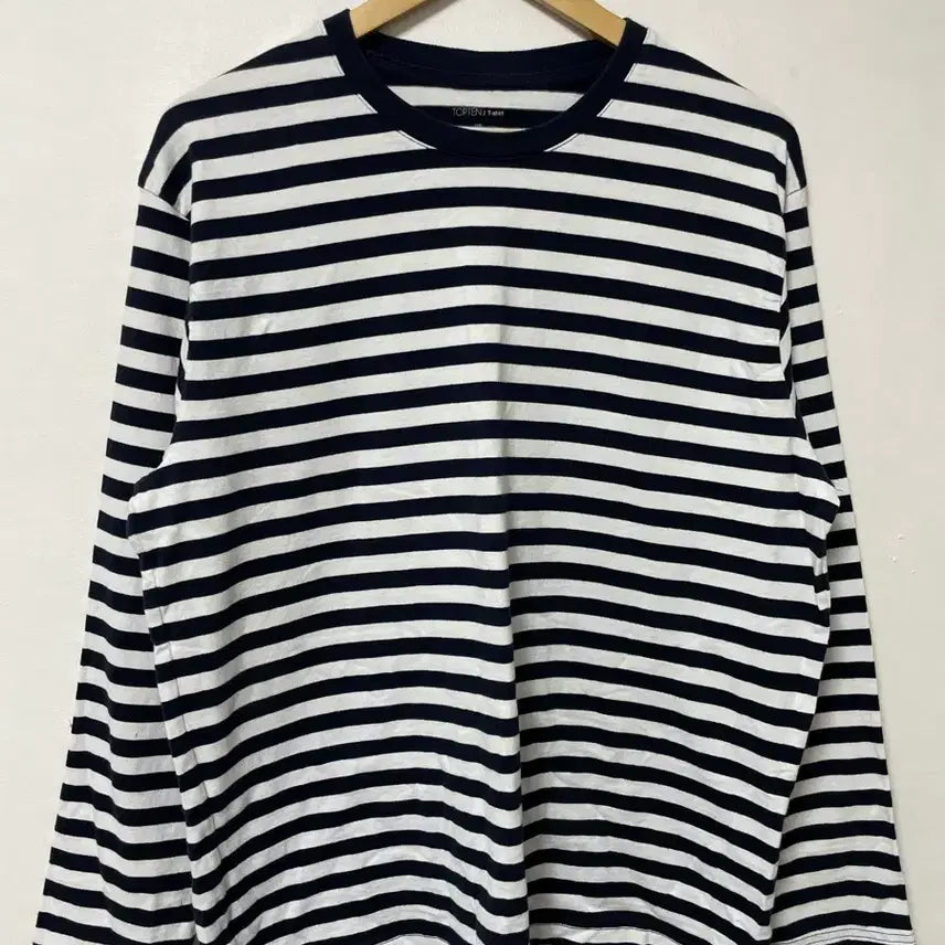 [BUNJANG] TOPTEN Stripe Loose Fit Long Sleeve T-shirt / 105-110 TOPTEN 스트라이프 루즈핏 긴팔티 정품