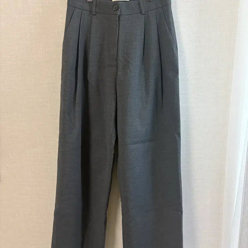 [BUNJANG] Sijyu Two-Tuck Wide Slacks Charcoal S / 시야쥬 투핀턱 와이드 슬랙스 차콜 s