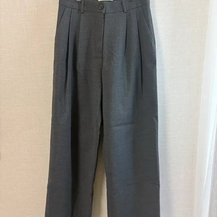 [BUNJANG] Sijyu Two-Tuck Wide Slacks Charcoal S / 시야쥬 투핀턱 와이드 슬랙스 차콜 s