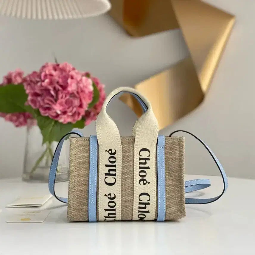 [BUNJANG] Chloé Woody Mini Tote Bag Blue / 끌로에 우디 토트백 미니 블루