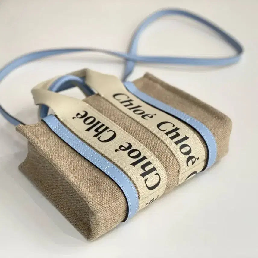 [BUNJANG] Chloé Woody Mini Tote Bag Blue / 끌로에 우디 토트백 미니 블루