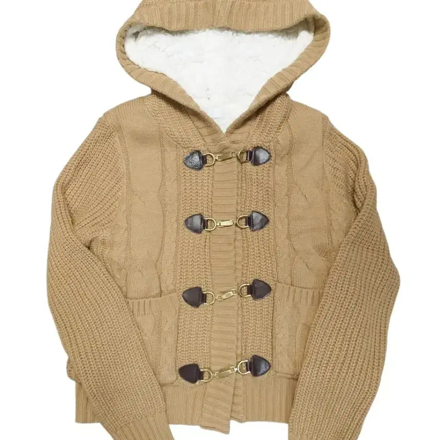 [BUNJANG] Cecil McBee Vintage Beige Knit Hooded Cardigan / 세실맥비 코트 후드 니트 가디건 베이지색 빈티지 라떼갸루