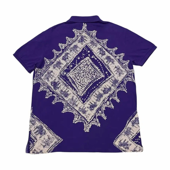 [BUNJANG] Polo Ralph Lauren Paisley Pattern Y2K PK Collar Short Sleeve T-shirt Purple XL / 폴로 랄프로렌 페이즐리 패턴 Y2K PK 카라 반팔티 퍼플 XL