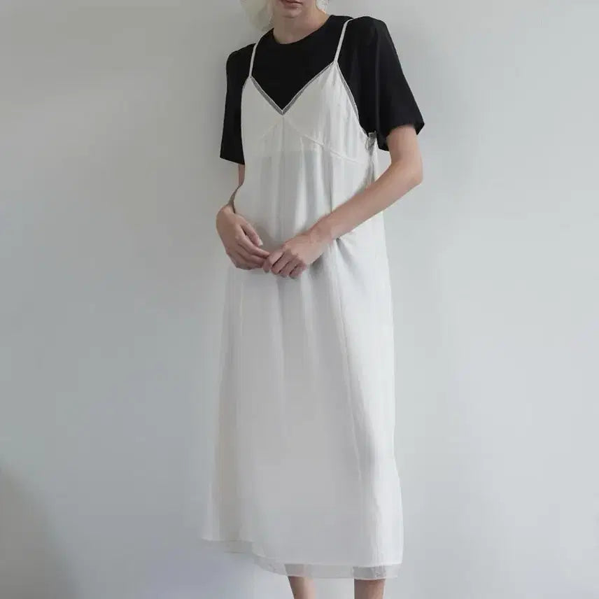 [BUNJANG] BeMUSE mansion Sheer Patch Layered Dress / [36] 비뮤즈맨션 시어 패치 레이어드 드레스