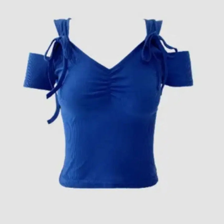 [BUNJANG] Psy HMBB Show Ribbon Shoulder Cutout T-shirt / 벼룩) 흠뻑쇼 리본숄더 어깨트임 티셔츠