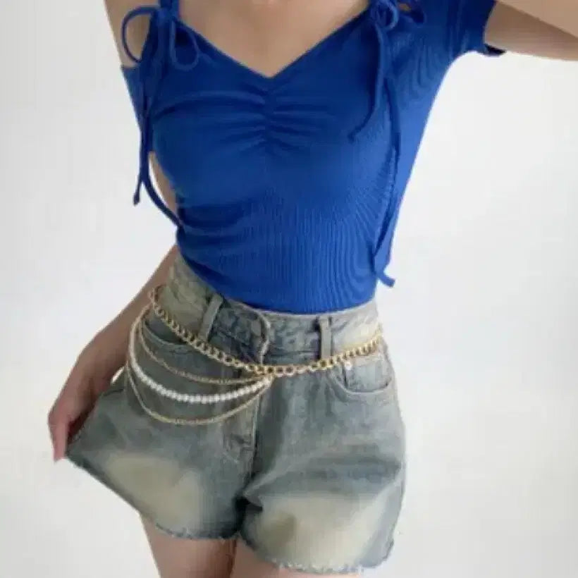 [BUNJANG] Psy HMBB Show Ribbon Shoulder Cutout T-shirt / 벼룩) 흠뻑쇼 리본숄더 어깨트임 티셔츠