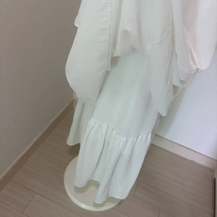 [BUNJANG] White Ruffled Long Skirt / 화이트 캉캉 롱 스커트