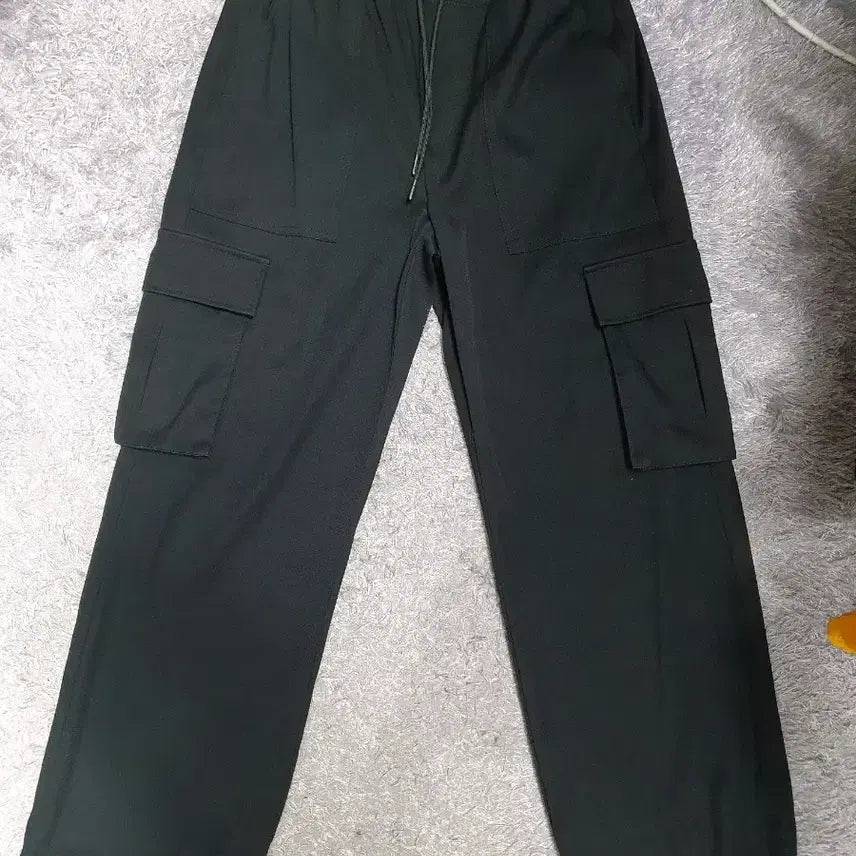 [BUNJANG] Seven Cella Semi-Wide String Cargo Pants Black 32 / 세븐셀라 카고 바지 세미와이드 스트링 팬츠 블랙 32