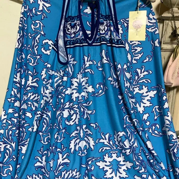 [BUNJANG] In Bloom Turquoise Blue Sleeve and Pants Beachwear Set / In Bloom 터키블루 슬리브와바지셋업비치웨어