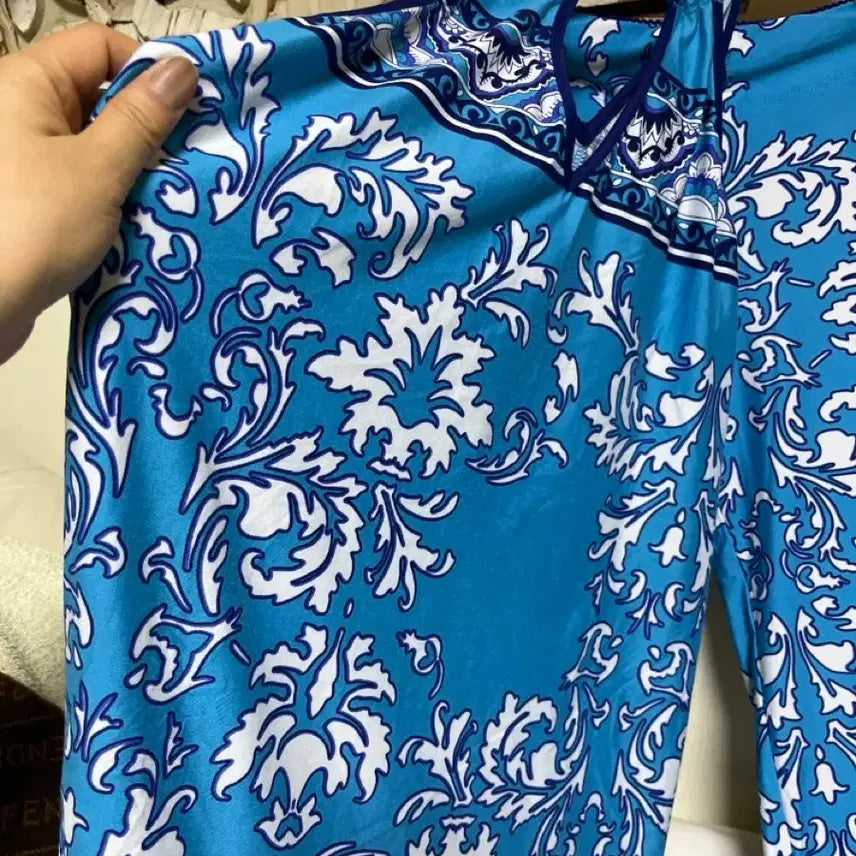 [BUNJANG] In Bloom Turquoise Blue Sleeve and Pants Beachwear Set / In Bloom 터키블루 슬리브와바지셋업비치웨어