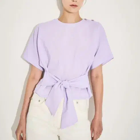 [BUNJANG] Mine (Hansum) Light Violet Blouse / 마인(한섬)반팔 블라우스
