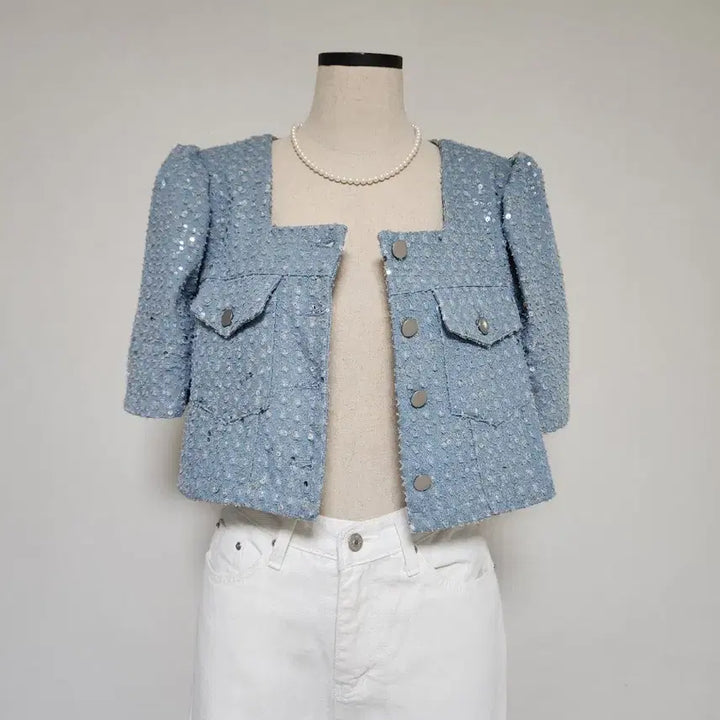 [BUNJANG] S.Vanggle Cropped Sequin Jacket / 스뱅글 크롭 자켓 F