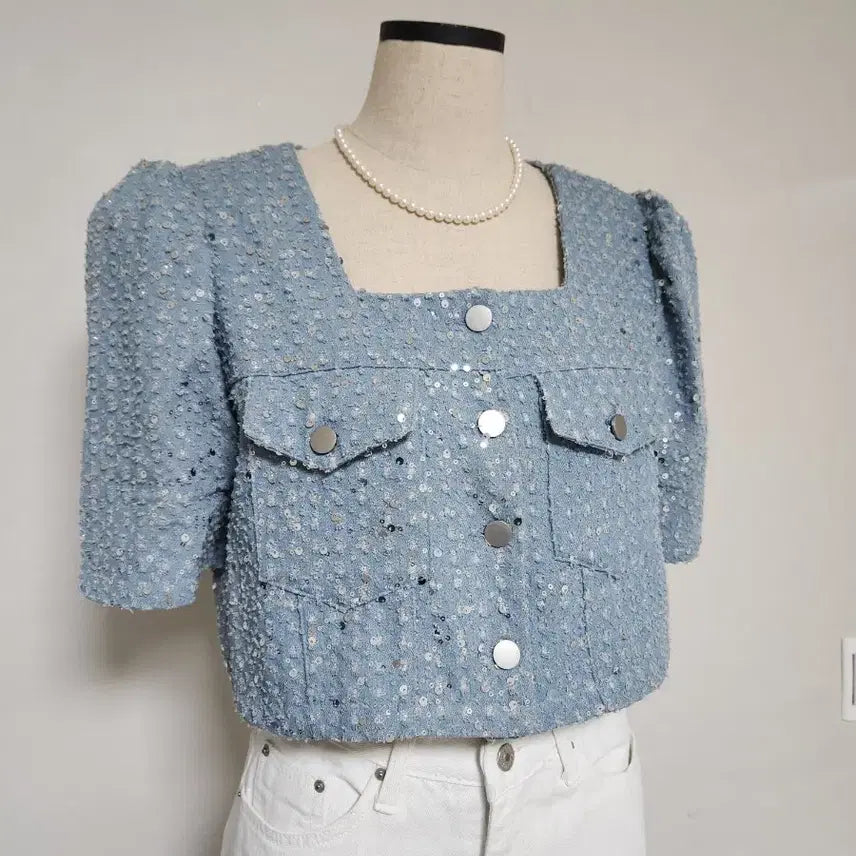 [BUNJANG] S.Vanggle Cropped Sequin Jacket / 스뱅글 크롭 자켓 F