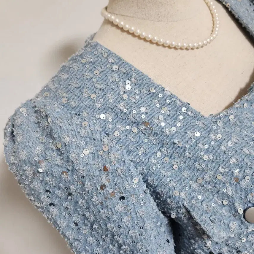 [BUNJANG] S.Vanggle Cropped Sequin Jacket / 스뱅글 크롭 자켓 F