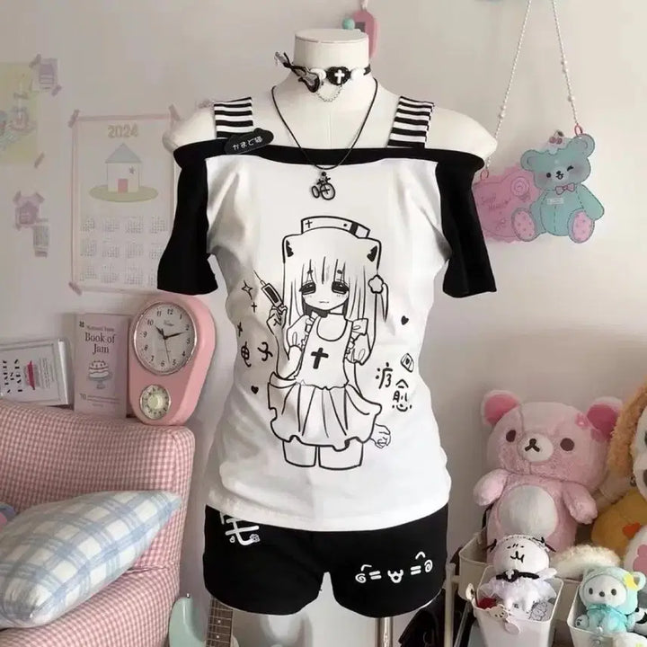 [BUNJANG] Subculture Daily Casual T-shirt / 지뢰계 서브컬처 데일리 캐주얼 티셔츠(4컬러)
