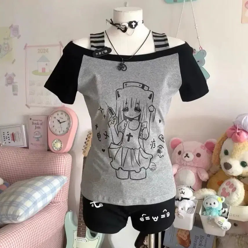 [BUNJANG] Subculture Daily Casual T-shirt / 지뢰계 서브컬처 데일리 캐주얼 티셔츠(4컬러)