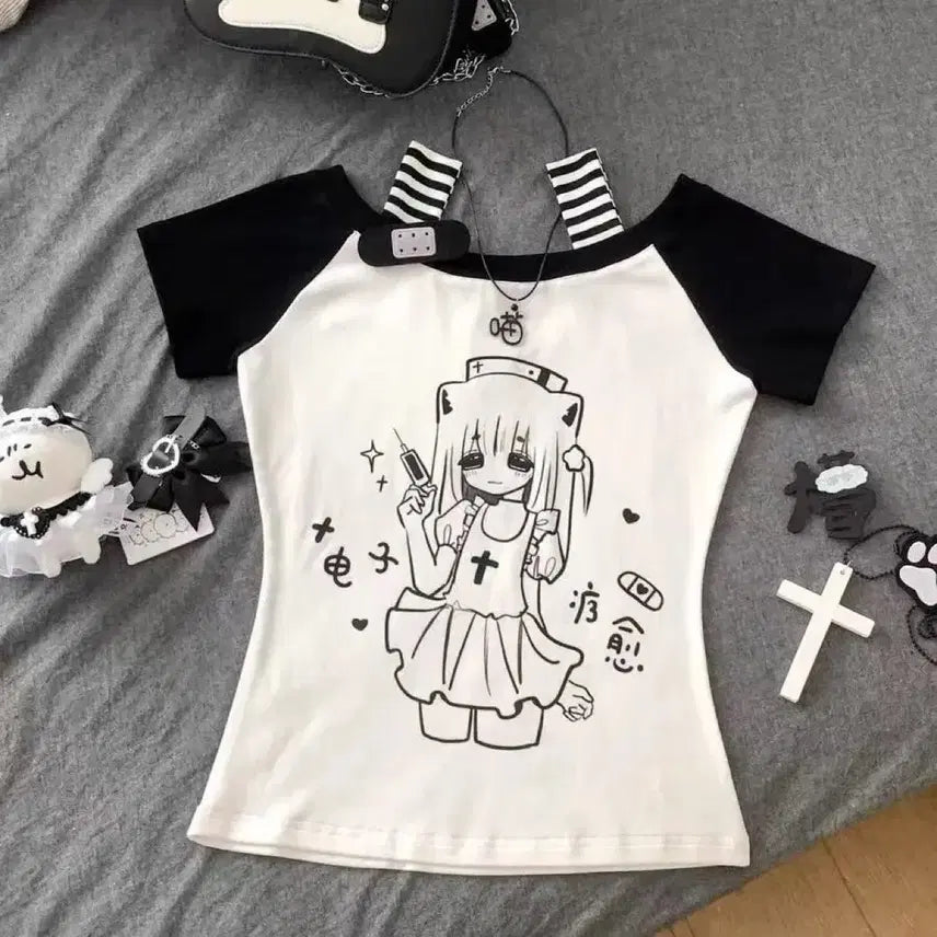 [BUNJANG] Subculture Daily Casual T-shirt / 지뢰계 서브컬처 데일리 캐주얼 티셔츠(4컬러)