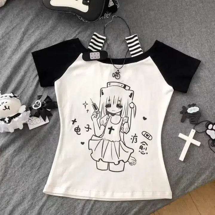 [BUNJANG] Subculture Daily Casual T-shirt / 지뢰계 서브컬처 데일리 캐주얼 티셔츠(4컬러)