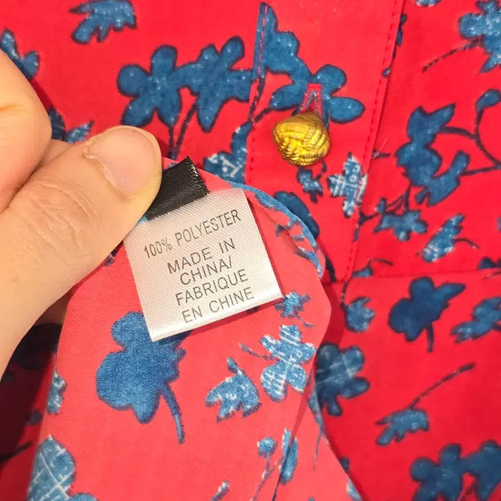 [BUNJANG] Red Flower Pattern Long Dress / 레드 플라워 롱 원피스 반팔 꽃무늬