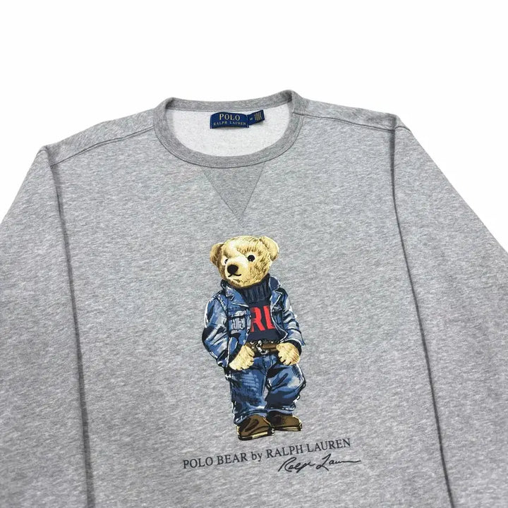 [BUNJANG] Polo Ralph Lauren Bear Printed Fleece Sweatshirt / 폴로 랄프로렌 베어 곰돌이 프린팅 기모 맨투맨 그레이 M