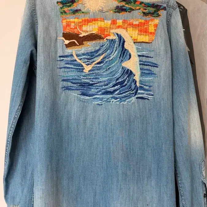 [BUNJANG] Polo Ralph Lauren Western Embroidered Denim Shirt / 폴로 랄프로렌 웨스턴 자수 데님 셔츠