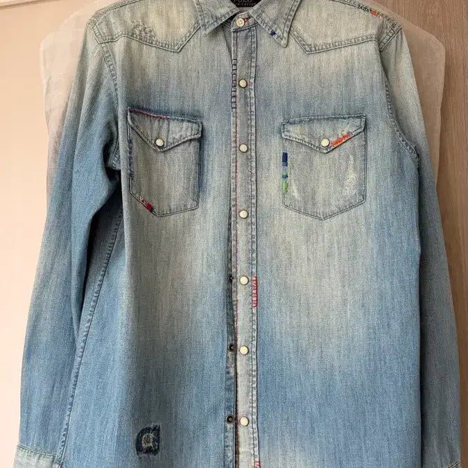 [BUNJANG] Polo Ralph Lauren Western Embroidered Denim Shirt / 폴로 랄프로렌 웨스턴 자수 데님 셔츠