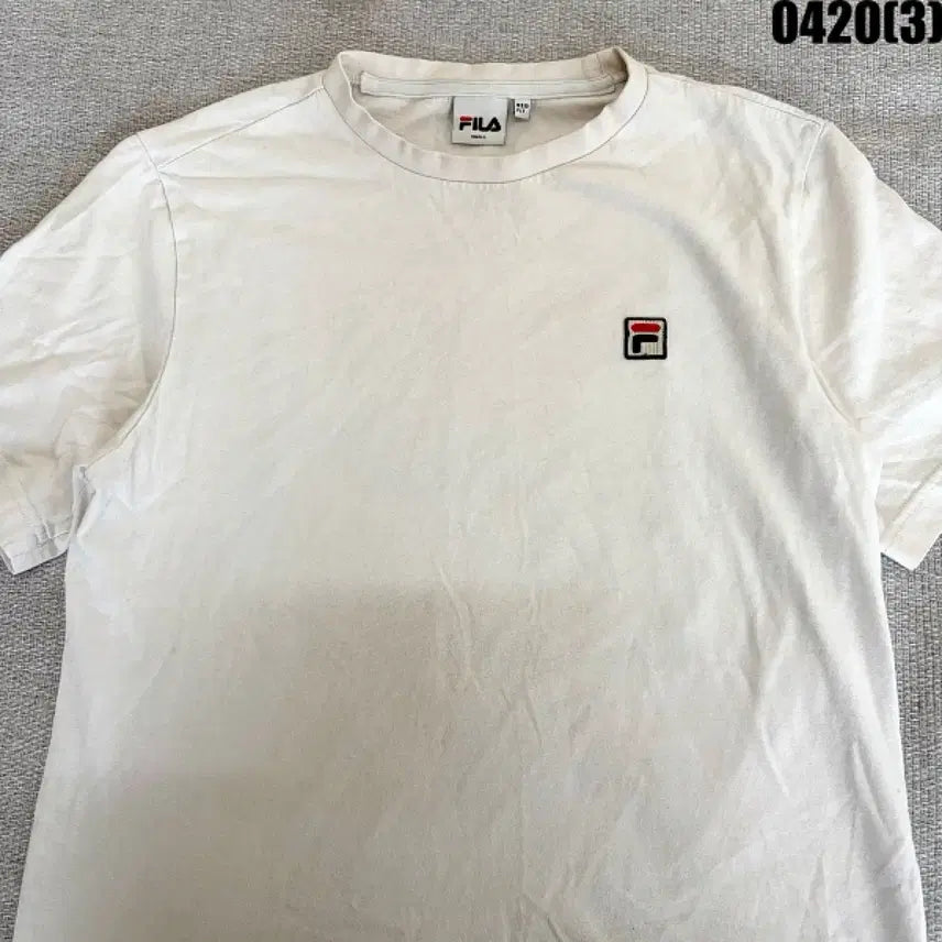 [BUNJANG] Fila Ivory Short Sleeve T-shirt / S 휠라 FILA 반팔 티셔츠 아이보리 0420(3)