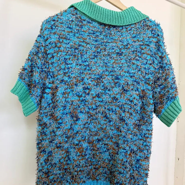 [BUNJANG] Andersson Bell Yosemite Knitted Polo Top - Blue / 앤더슨벨(Andersson Bell)의 요세미티 니티드 폴로 탑 블루