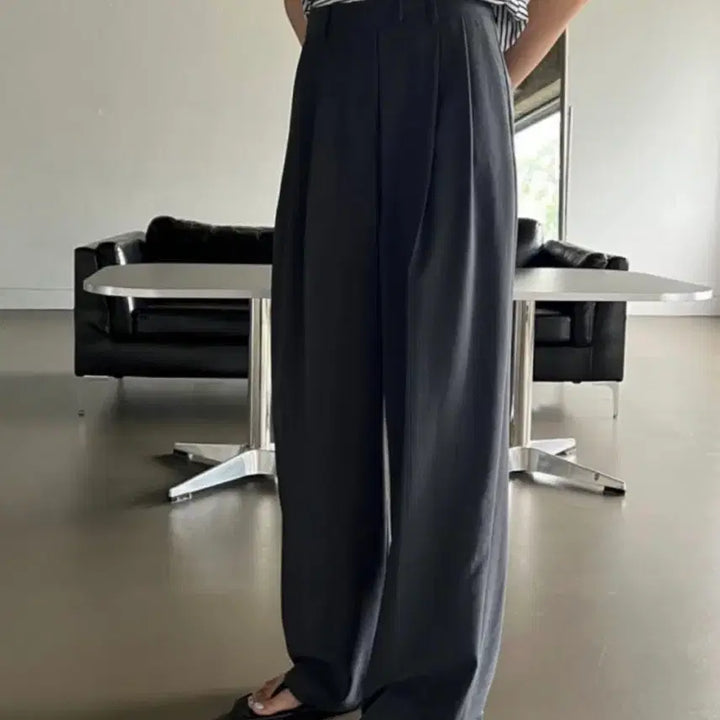 [BUNJANG] Moible Semi-Wide Slacks - Black / 모이블레 세미와이드 슬랙스 블랙/아이보리/차콜 S
