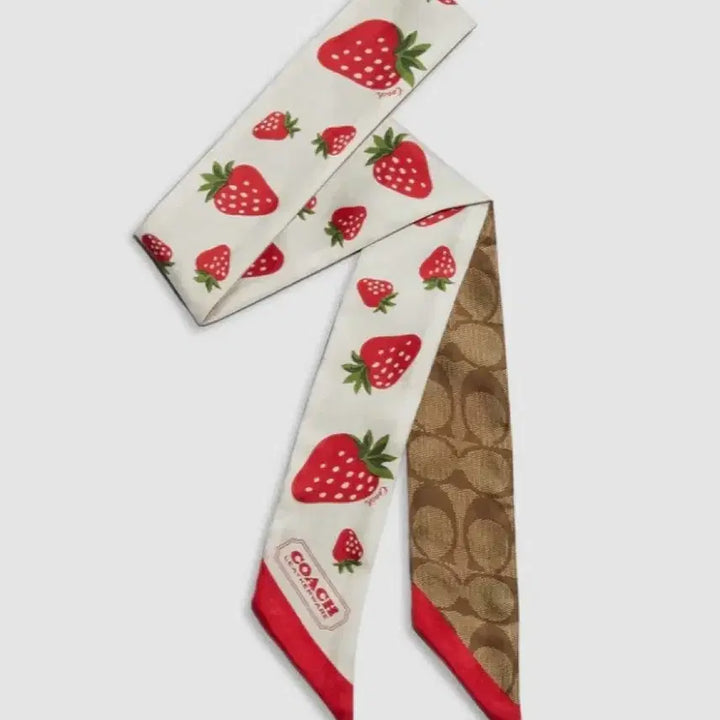 [BUNJANG] Coach Strawberry Skinny Silk Scarf Twilly / (정품)코치 스트로베리 스키니 실크 스카프 트윌리 딸기
