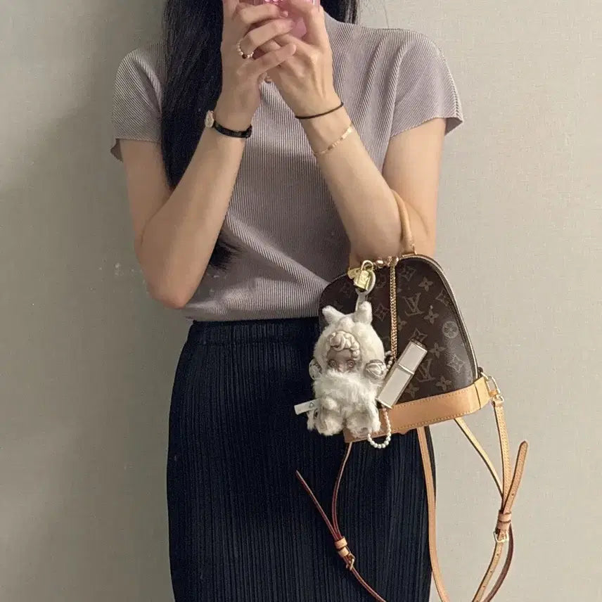 [BUNJANG] Grey Room Pleated Half-Neck Short Sleeve Top / 그레이룸 플리츠 반목 반팔