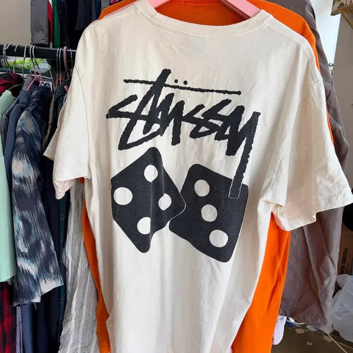 [BUNJANG] Stussy Dice Short Sleeve T-Shirt Ivory / 스투시 다이스 반팔 티셔츠 아이보리