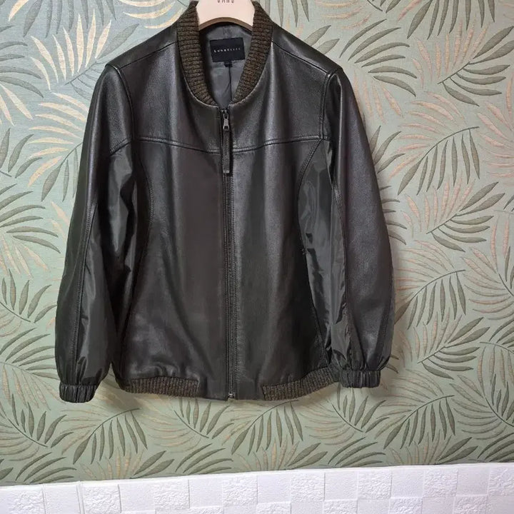 [BUNJANG] Leather Color Block Blouson Jumper / 가죽배색블루종점퍼