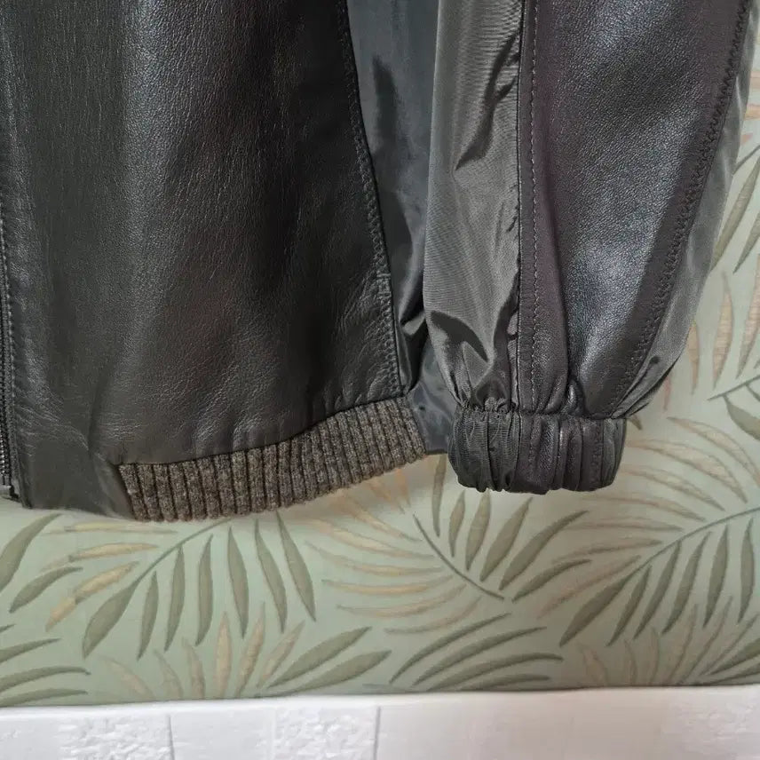 [BUNJANG] Leather Color Block Blouson Jumper / 가죽배색블루종점퍼