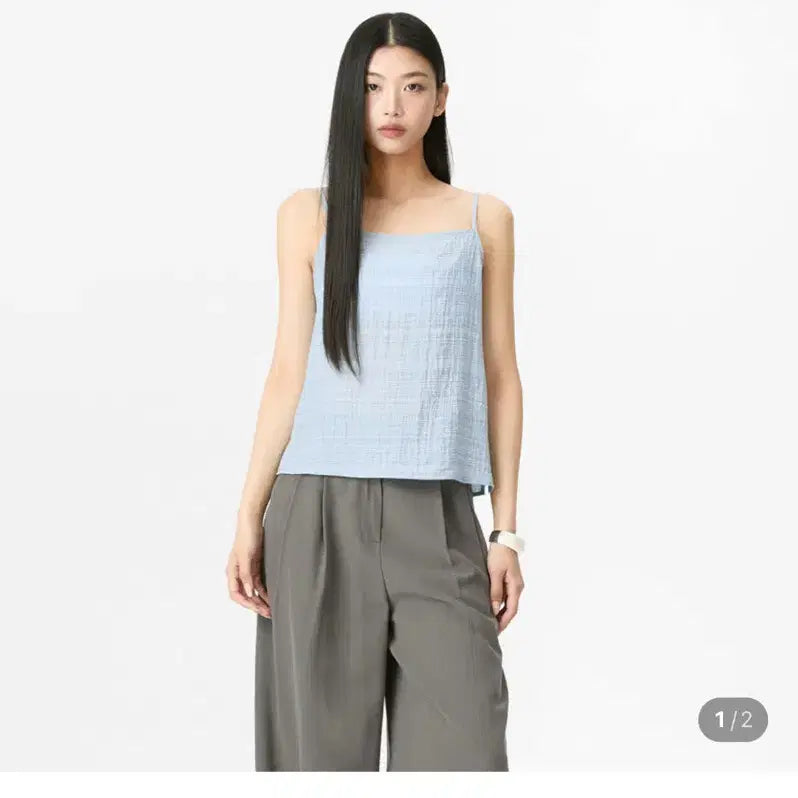 [BUNJANG] Mixxo Sleeveless Blouse Beige M / 미쏘 나시 블라우스 베이지 M