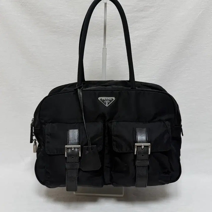[BUNJANG] Prada Pocono Nylon Two-Pocket Black Tote Bag Shoulder Bag Travel Bag Boston Bag / 정품 프라다 포코노 나일론 투포켓 블랙 토트백 숄더백 여행가방 보스턴백