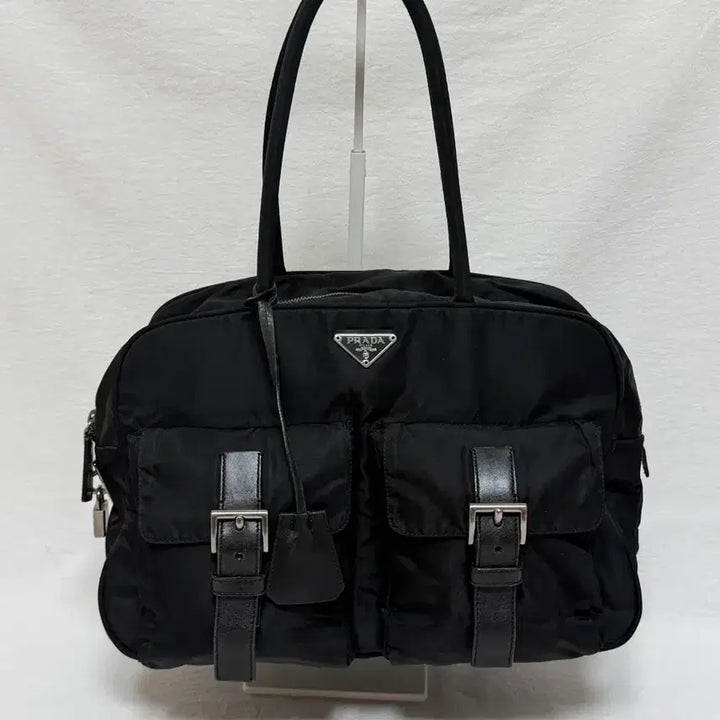 [BUNJANG] Prada Pocono Nylon Two-Pocket Black Tote Bag Shoulder Bag Travel Bag Boston Bag / 정품 프라다 포코노 나일론 투포켓 블랙 토트백 숄더백 여행가방 보스턴백