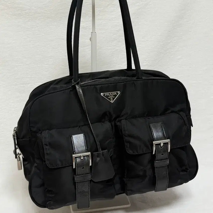 [BUNJANG] Prada Pocono Nylon Two-Pocket Black Tote Bag Shoulder Bag Travel Bag Boston Bag / 정품 프라다 포코노 나일론 투포켓 블랙 토트백 숄더백 여행가방 보스턴백