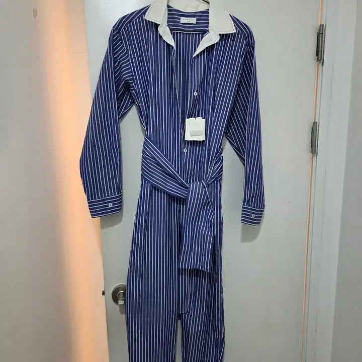 [BUNJANG] Sandro Striped Shirt Jumpsuit / 산드로 스트라이프 셔츠 점프수트 36사이즈