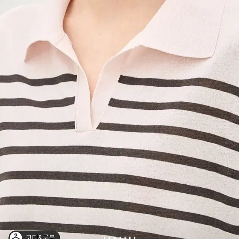 [BUNJANG] Hansum The Cashmere Stripe Johnny Collar Knit Top / 24 S/S 한섬 더캐시미어 정품 스트라이프 조니 칼라 니트 탑