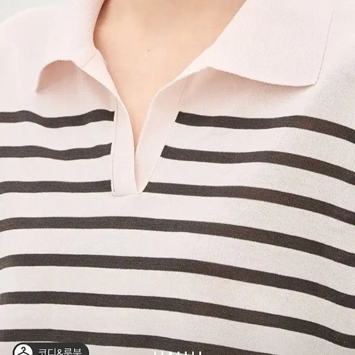 [BUNJANG] Hansum The Cashmere Stripe Johnny Collar Knit Top / 24 S/S 한섬 더캐시미어 정품 스트라이프 조니 칼라 니트 탑