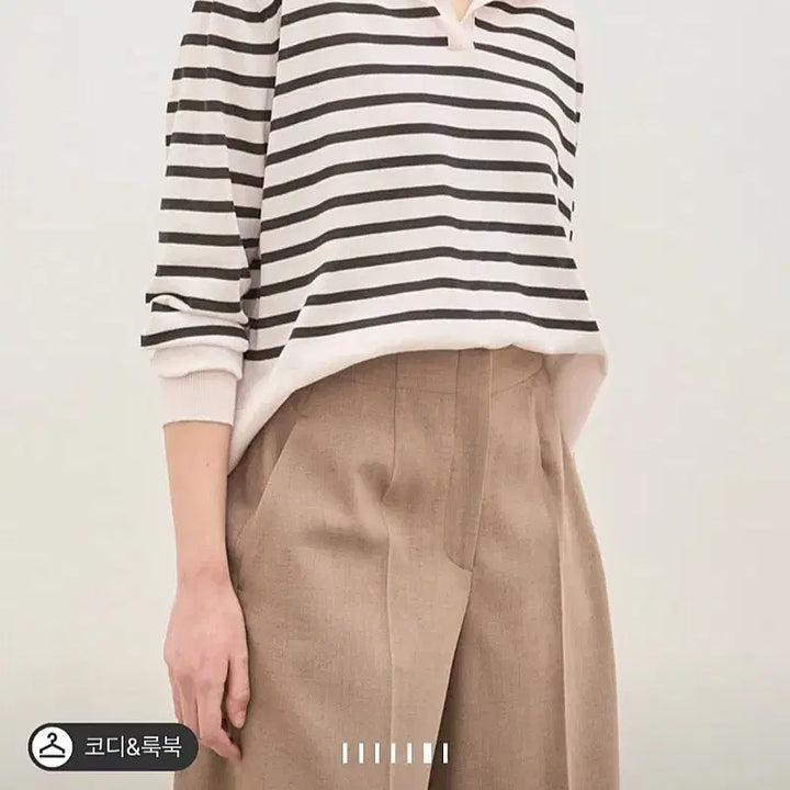 [BUNJANG] Hansum The Cashmere Stripe Johnny Collar Knit Top / 24 S/S 한섬 더캐시미어 정품 스트라이프 조니 칼라 니트 탑
