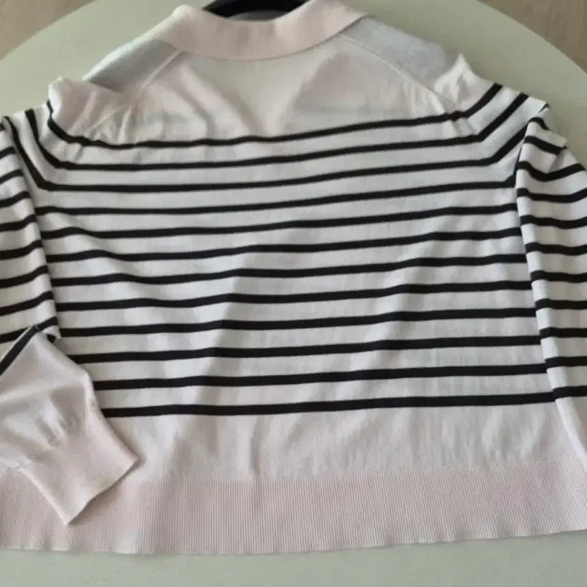 [BUNJANG] Hansum The Cashmere Stripe Johnny Collar Knit Top / 24 S/S 한섬 더캐시미어 정품 스트라이프 조니 칼라 니트 탑