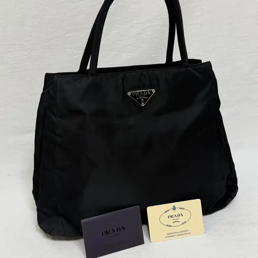 [BUNJANG] Authentic Prada Pocono Nylon Black Tote Bag / 정품 프라다 포코노 나일론 블랙 토트백 핸드백
