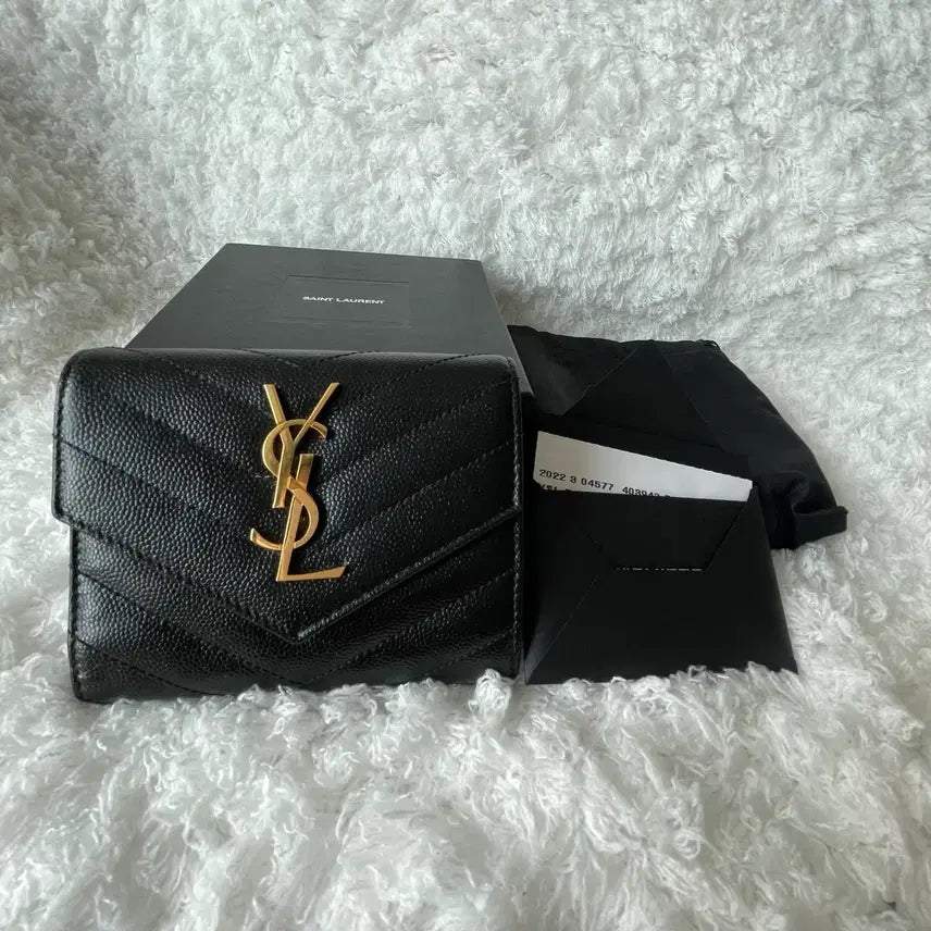 [BUNJANG] Saint Laurent Matelassé Black Bifold Wallet Full Box / (새상품)생로랑 마틀라세 블랙 반지갑 풀박스
